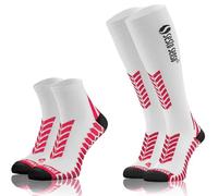 sesto senso 2 Paires Chaussettes Longues ou Courtes Sneaker Compression Chaussettes de Sport Homme Femme 39-42 Blanc White