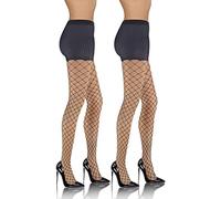 sesto senso 2 Paires de Collants Résille Grands Trous Bas Résille Taille Haute Culotte Partie Bas Résille Marine M/L 3/4 Granat