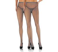 sesto senso 2 Paires de Collants Résille Petits Trous Bas Résille Taille Haute Culotte Partie Bas Résille Grise XL/XXLGrey