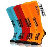 sesto senso 3 Paia Chaussettes Contention Femme Homme Compression Sport Course 35-38 3 pack Rouge Bleu Orange