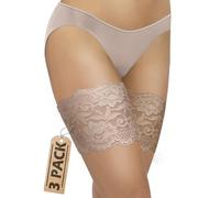 sesto senso 3 Paires Bandes Cuisses Dentelle Protège-Cuisse Elastiques Antidérapant Silicone Bande Dentelle Sabia Chair 80-85 3XL