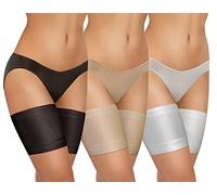 sesto senso 3 Paires Bandes de Cuisses Protège-Cuisse Elastiques Antidérapant Silicone Bande Lisses Noir Beige Blanc 70-75 XL