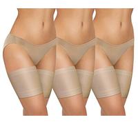 sesto senso 3 Paires Bandes de Cuisses Protège-Cuisse Elastiques Antidérapant Silicone Bande Lisses Beige 80-85 3XL