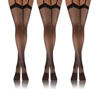 sesto senso 3 Paires Bas Pour Porte-Jarretelles Femmes 20 Den Dessins Sexy PDP 01 M-L 3/4 Noir