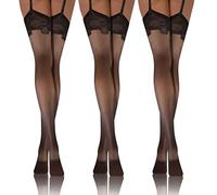 sesto senso 3 paires bas Pour Porte-Jarretelles Femmes 20 Den Motif Fantastique PDP 03 3XL-4XL Noir