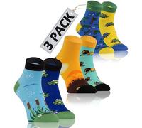 sesto senso 3 paires Chaussettes Courtes Drôles Coton Rigolotes Amusantes Folles Socquette Grenouille Caméléon Lion 43-46 ANIMALS
