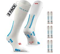 sesto senso 3 paires Chaussettes de Contention Blanc Unisex Bas de Compression Sport Course 39-42 White
