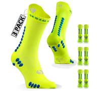 sesto senso 3 Paires Chaussettes de Sport Jaune Homme Femme Mi-Mollets Colorées Déperlantes 47-50 Yellow