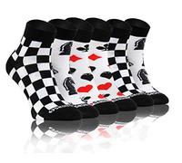 sesto senso 3 Paires Chaussettes Marrant Heureux Bizarre Drôles Court Coloré Homme Femme 43-46 3 Play&Fun Echecs Cartes