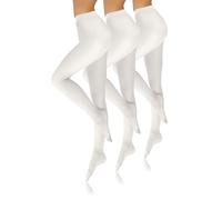 sesto senso 3 Paires Collants Femme Blanc Opaque Lisse Microfibre 40 DEN 2 XS-S Blanc