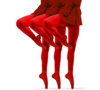 sesto senso 3 Paires Collants Filles Rouge 40 Deniers Opaque Microfibre Coloré Adolescent 152 158 Red