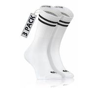 sesto senso 3 Paires de Chaussettes Rayées Old School American Crew Longues SKB_06 43-46 Blanc White