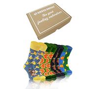 sesto senso 4 paires Chaussettes Longue Drôles Coton Rigolotes Amusantes Folles Socquette Banane Orange Ananas Orange et Citron 35-38 FRUITS