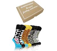 sesto senso 4 paires Chaussettes Longue Drôles Coton Rigolotes Amusantes Folles Socquette Vache Chien Girafe Panda 43-46 ANIMALS