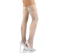 sesto senso Bas Autofixant Dentelle avec Silicone 15 DEN Paquet de 1 Collant Sexy Sous-vêtements Femme 3/4 M-L Blanc