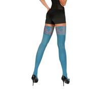 sesto senso Bas Autofixant Femme Opaque 40 Deniers Microfibre Dentelle avec Silicone Sexy Collant 3XL/4XL Petrole