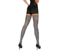 sesto senso Bas Autofixant Femme Opaque 40 Deniers Microfibre Dentelle avec Silicone Sexy Collant M/L Gris
