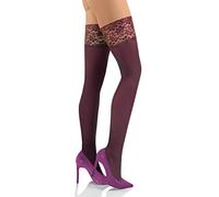 sesto senso Bas Autofixant Femme Opaque 50 Deniers Microfibre Dentelle avec Silicone Sexy 1 Paire Collant 3XL/4XL Bordeaux