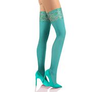 sesto senso Bas Autofixant Femme Opaque 50 Deniers Microfibre Dentelle avec Silicone Sexy 1 Paire Collant Vert 1/2 XS/S Mint