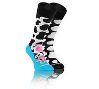 sesto senso Chaussette Fantaisie Drole en Coton Homme Femme Rigolotes Folles Socquette Colorées à Motifs Animaux Tâche 35-38 Vache