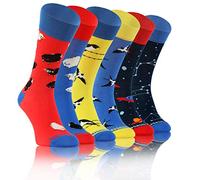 sesto senso Chaussettes Fou Marrant Froussard Oddsocks Drôles Coloré Homme Femme Lot 3 Paires à Motifs Différent Ufo Avaler Oiseau Mouton 39-42 3 Mish Mash