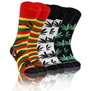 sesto senso Chaussettes Fou Marrant Froussard Oddsocks Drôles Coloré Homme Femme Lot 3 Paires à Motifs Différent Marijuana Feuille Rastaman 35-38 3 Afro