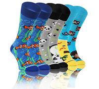 sesto senso Chaussettes Fou Marrant Froussard Oddsocks Drôles Coloré Homme Femme Lot 3 Paires à Motifs Différent Panda Poisson Pirate 39-42 3 Fou