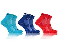 sesto senso Chaussettes Sport Colorées Coton Femme Homme Lot de 3 Paires Turquoise Rouge Bleu 35-38 3 Pack Blue