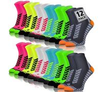 sesto senso Chaussettes Sport de Course Colorées Femme Homme Lot de 12 Paires Graphite Gris Vert Néon Turquoise Blanc Jaune Rose 47-50 12 Pack