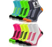 sesto senso Chaussettes Sport de Course Colorées Femme Homme Lot de 6 Paires Graphite Gris Vert Néon Turquoise Blanc Jaune Rose 43-47 6 Pack