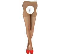 sesto senso Collant Ouvert Femme Sexy 15 Den Bas Pour Porte-Jarretelles Trou Entrejambe 3/M Beige foncé
