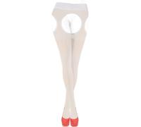 sesto senso Collant Ouvert Femme Sexy 15 Den Bas Pour Porte-Jarretelles Trou Entrejambe XL Blanc
