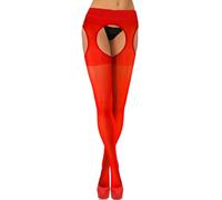 sesto senso Collant Ouvert Femme Sexy 50 Den Opaques 3D Bas Pour Porte-Jarretelles Trou Entrejambe 3 Rouge