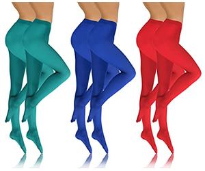 sesto senso Collants 6 Pack Femme Opaque Lisse Microfibre 4 L0 DEN Menthe Bleu Rouget XL SET 5