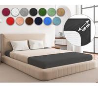 Sesto Senso Drap Housse 140x200 Graphite Eponge avec Elastique 100% Coton