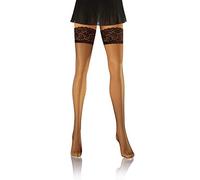 sesto senso Bas Autofixant Résille Dentelle Sexy Sous-vêtements Femme 3/4 M-L Café Beige Marron