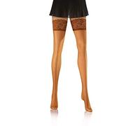 sesto senso Femme Bas Autofixants Résille Dentelle Séduisante Lingerie avec Bande Silicone 3/4 M-L Glace Beige Marron