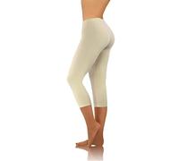 sesto senso Femme Legging mi-Long 3/4 Beige Chair Fille Coton Coloré Jambes Longues Fitness Yoga Pantalon de Sport M Beige