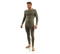 sesto senso Homme Ensemble sous-vêtements Coton 95% Maillot de Corps Longues Manches et Pantalon Long Thermique L Vert Kaki