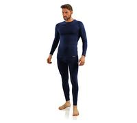 sesto senso Homme Ensemble sous-vêtements Coton 95% Maillot de Corps Longues Manches et Pantalon Long Thermique XXL Bleu Foncé