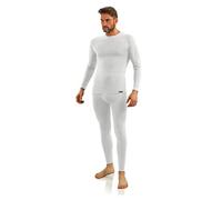 sesto senso Homme Ensemble sous-vêtements Coton 95% Maillot de Corps Longues Manches et Pantalon Long Thermique S Blanc