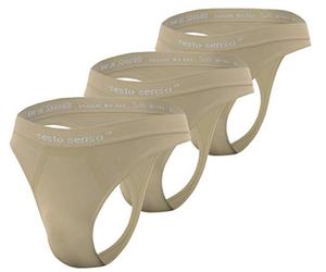 sesto senso Homme String sans Couture G-Strings Sexy Lot de 3 Beige S/M