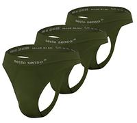 sesto senso Homme String sans Couture G-Strings Sexy Lot de 3 Vert L/XL