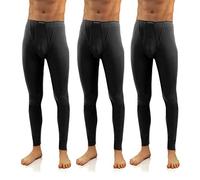 sesto senso Messieurs Lot de 3 Caleçon Long 114 (L, Noir)
