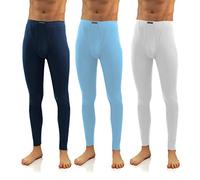 sesto senso Messieurs Lot de 3 Caleçon Long 114 (S, BleuFoncé/Bleu/Blanc)