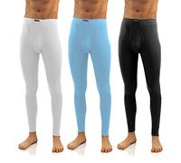 sesto senso Messieurs Lot de 3 Caleçon Long 114 (XL, Blanc/Bleu/Noir)