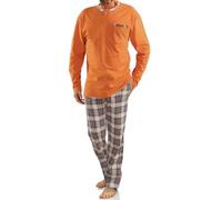 sesto senso Pyjama Homme Coton 100% - Ensemble 2 Pièces avec Pantalon Long et Haut Manche Longue - Pyjama Hiver Confortable, Doux et Respirant - Vêtements de Nuit L 2576/26 Orange
