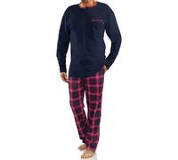 sesto senso Pyjama Homme Coton 100% - Ensemble 2 Pièces avec Pantalon Long et Haut Manche Longue - Pyjama Hiver Confortable, Doux et Respirant - Vêtements de Nuit 4XL 2576/21 Bleu foncé