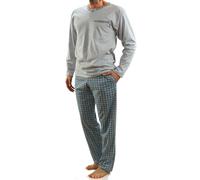 sesto senso Pyjama Homme Coton 100% - Ensemble 2 Pièces avec Pantalon Long et Haut Manche Longue - Pyjama Hiver Confortable, Doux et Respirant - Vêtements de Nuit 3XL Mélange Gris