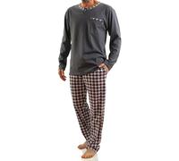 sesto senso Pyjama Homme Coton 100% - Ensemble 2 Pièces avec Pantalon Long et Haut Manche Longue - Pyjama Hiver Confortable, Doux et Respirant - Vêtements de Nuit XL Graphite